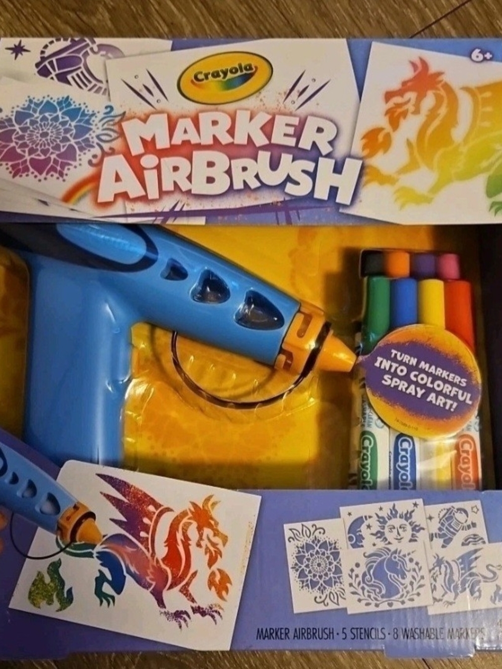 Crayola Marker Airbrush Set with Blue Airbrush and Multicolor Markers